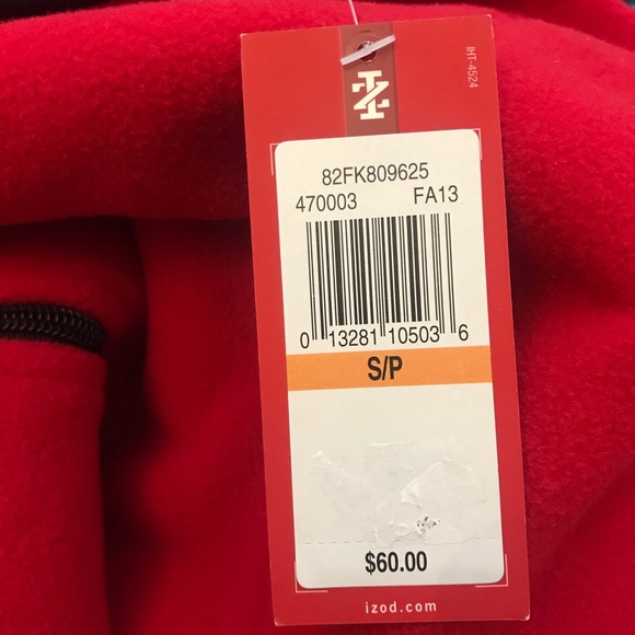 Izod NWT Red Fleece Zip Up Vest - Picture 3 of 6